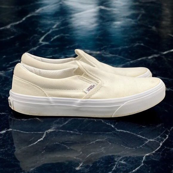 Vans Classic Slip-On Natural Canvas Off White Kids 3 / EU 34 Skate Shoes - Picture 6 of 12